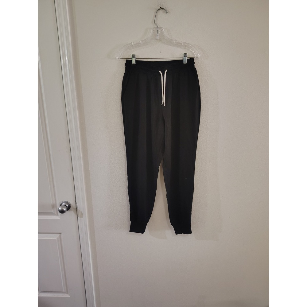 Allegra K Womens Black Joggers Elastic Waist Drawstring Tapered Pants Size M